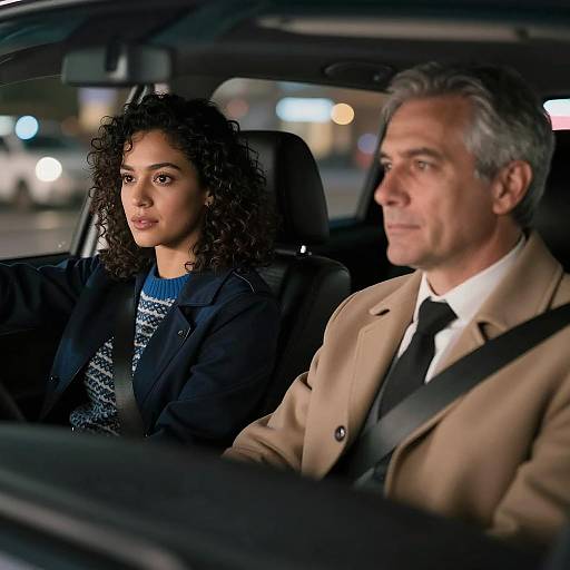 Two Adults Driving at Night