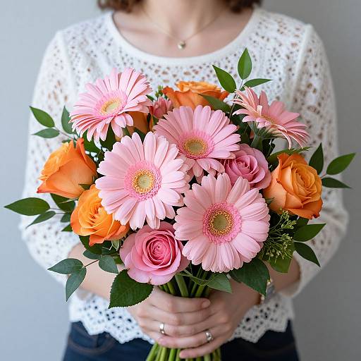 Woman with Vibrant Flower Bouquet