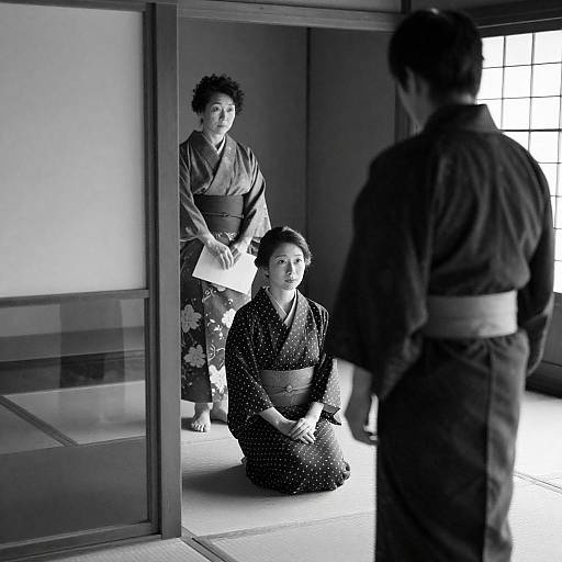 Traditional Japanese Room in Black-and-White