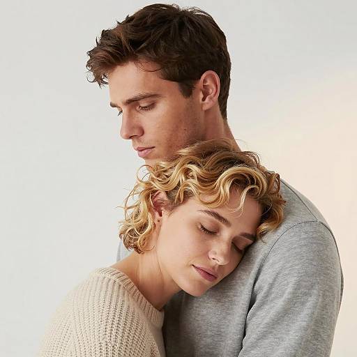 Couple in Close Embrace with Gradient Background