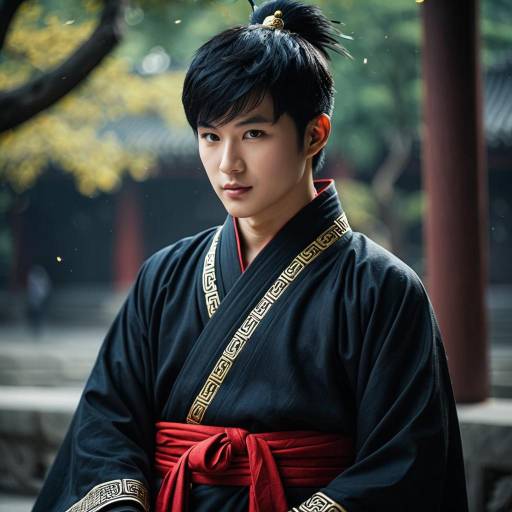 Young Man in Traditional Dark Robe
