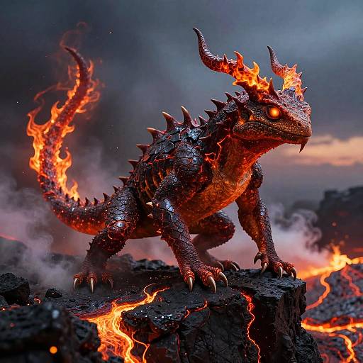 Fiery Ember-Lizard at Lava Crater
