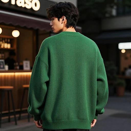 Back View in Green Oversized Sweater