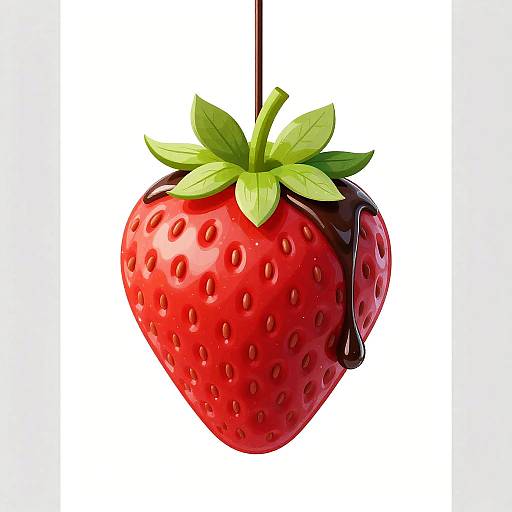 Glossy Chocolate-Covered Strawberry Illustration