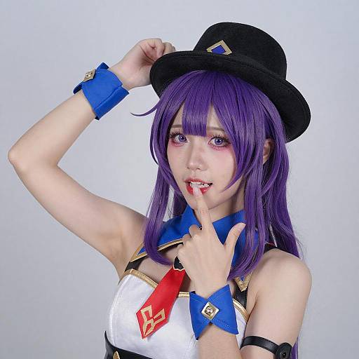 Playful Asian Woman in Colorful Costume