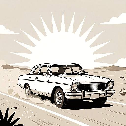 Vintage Car Desert Speed Comic