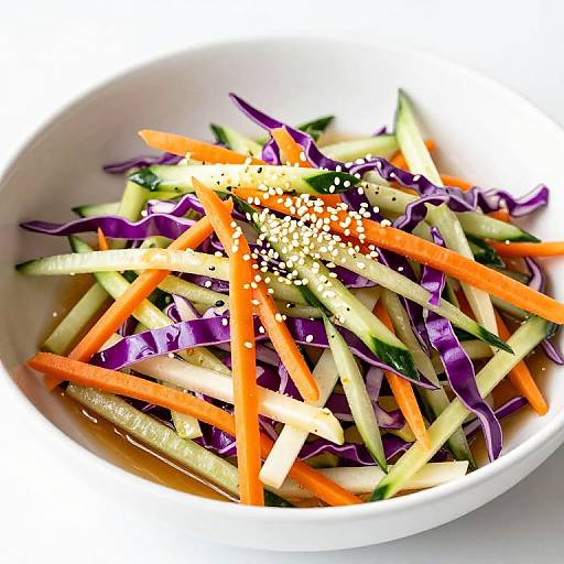 Colorful Asian Slaw in White Bowl