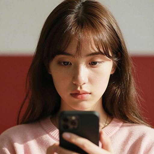 Young Woman Focused on Smartphone