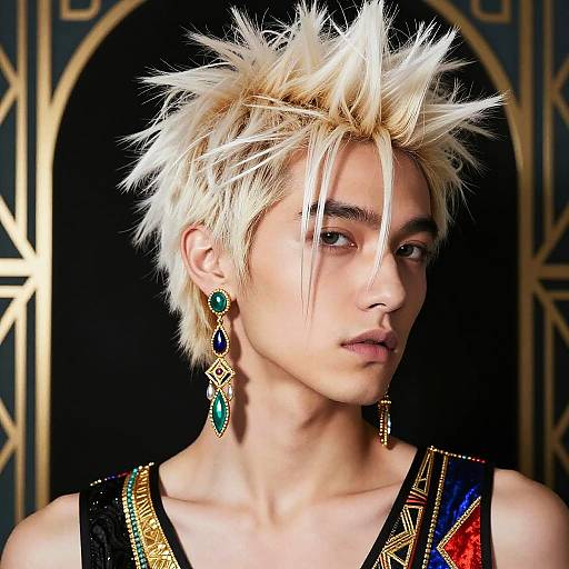 Art Deco Man with Platinum Hair