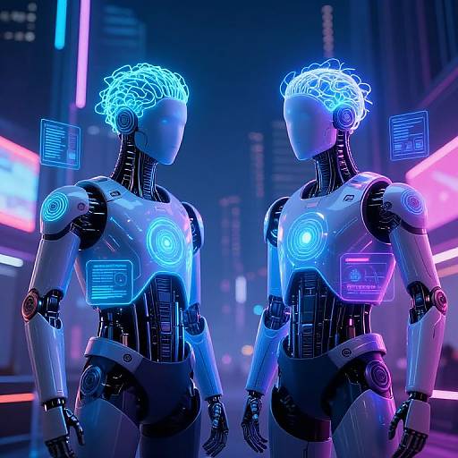 Futuristic AI Brothers in Neon City