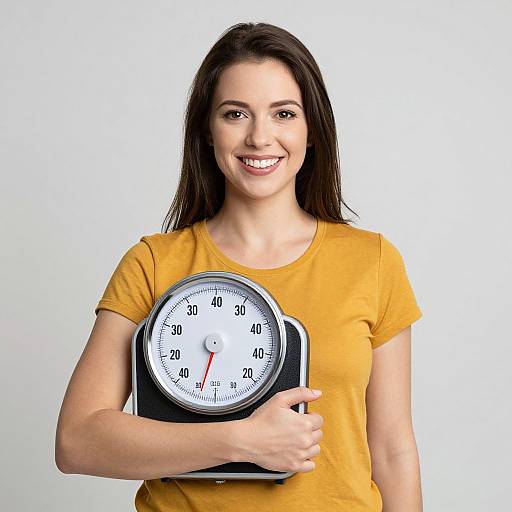 Woman Holding Progress Scale