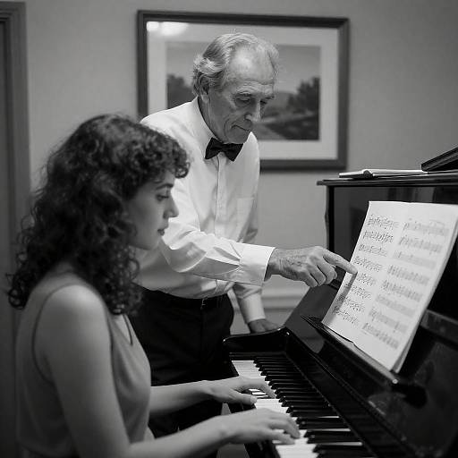 Elderly Man and Young Pianist in Harmony