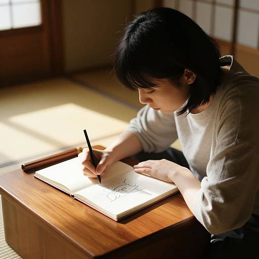 Koyuki Sketching by Sunlit Kotatsu