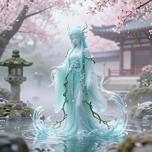 Serene Guardian Spirit in Garden