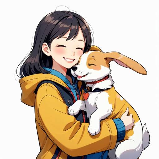 Affectionate Dog and Rabbit Embrace Scene