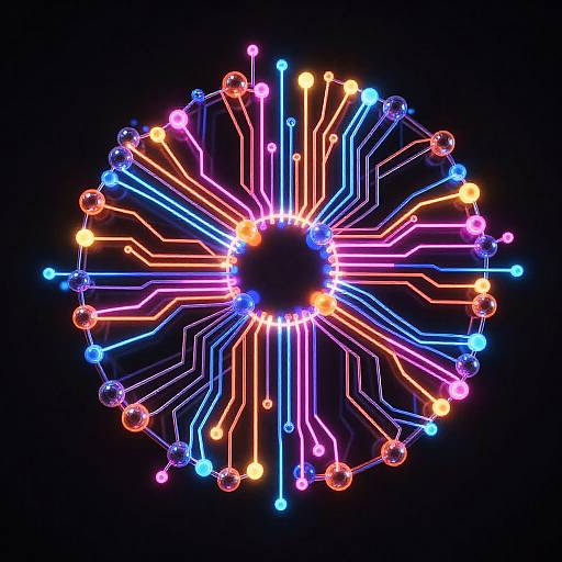 Vibrant DenseNet Neon Circuit Mesh
