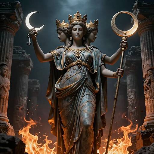 Triple-Headed Hécate Goddess Artwork
