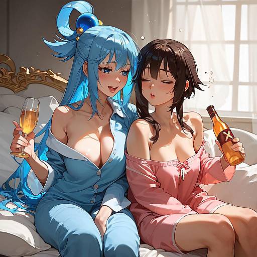 Anime Girls in Pajama Party