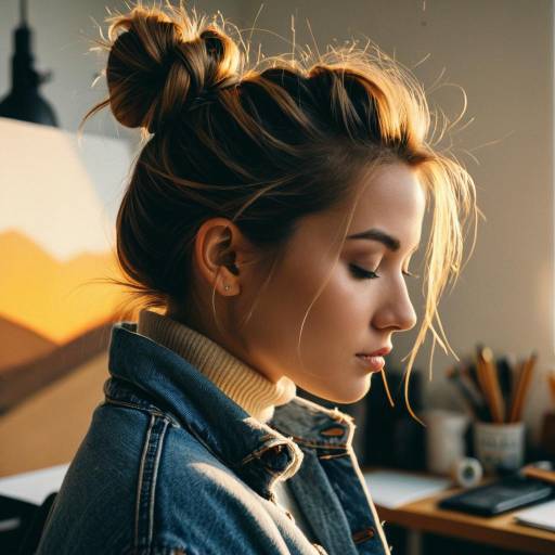 Young Woman with Messy Bun in Art Studio
