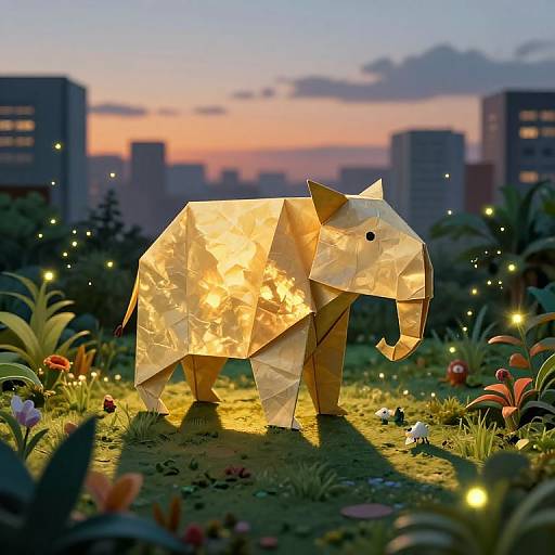 Origami Elephant in Urban Oasis