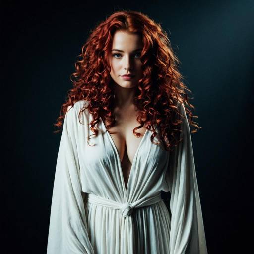 Red-haired Woman in Knotted White Gown