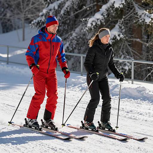 Skiing Adventure: Joyful Duo in Action