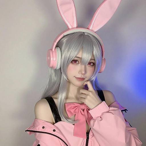 Anime Cosplayer with Silver Hair