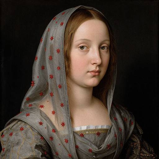 Renaissance Portrait with Red Star Scarf
