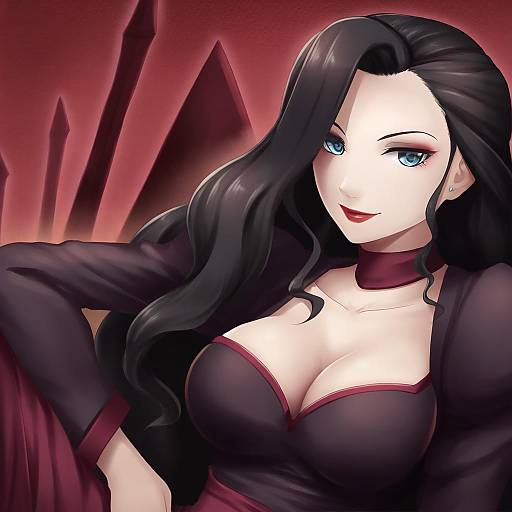 Illustration of Asami sato, avatar legends in the style of Akkijin