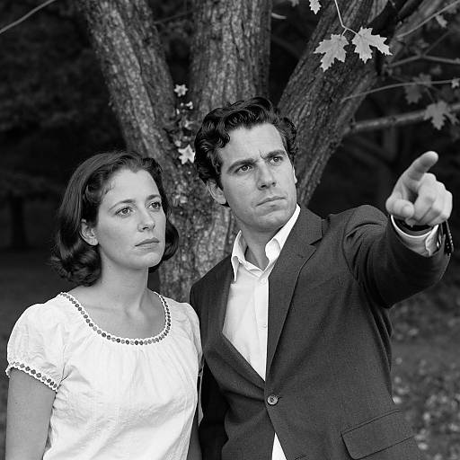 Black and White Portrait of Couple by Tree