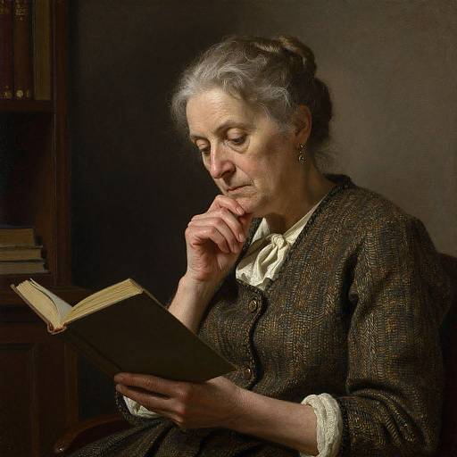 Classical Portrait of Elderly Woman Reading