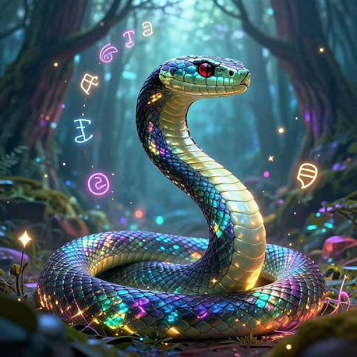 Majestic Fantasy Serpent in Enchanted Forest