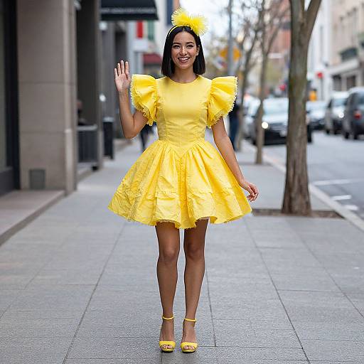 Woman in Yellow Tail Costume