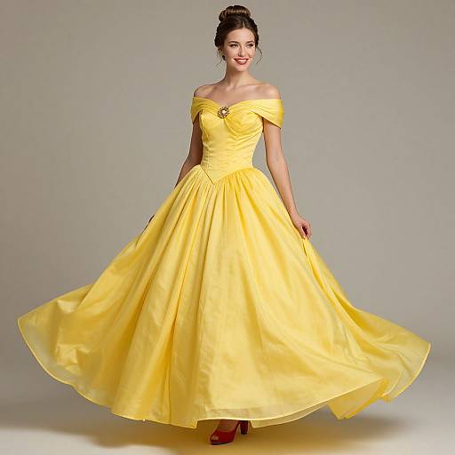 Elegant Yellow Belle-Inspired Princess Gown