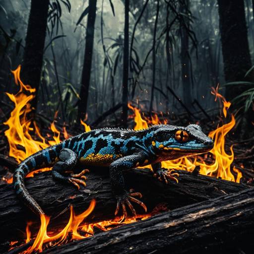 Blazing Salamander on Charred Rainforest Blazing Salamander on Charred Rainforest