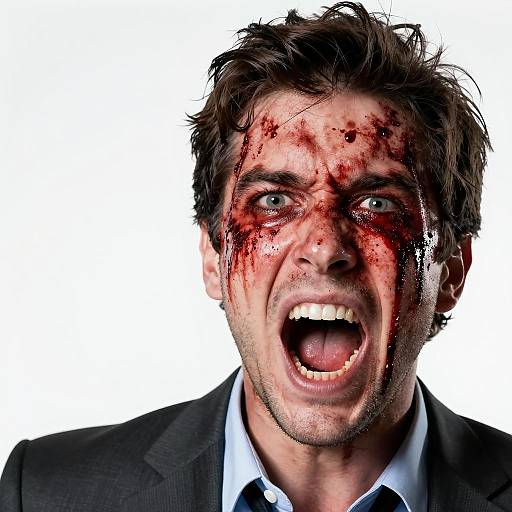 Screaming Man in Dark Suit Portrait