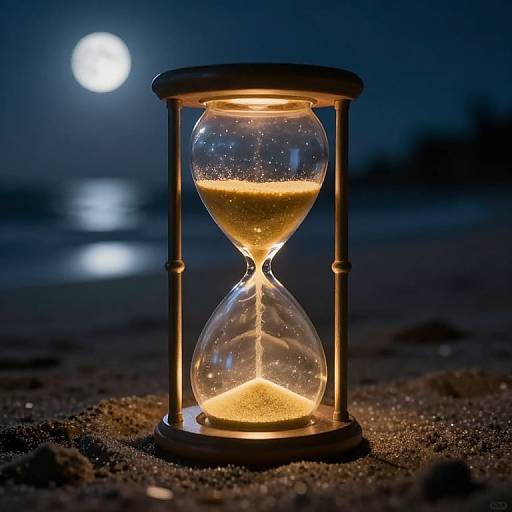 Ethereal Hourglass on Moonlit Beach