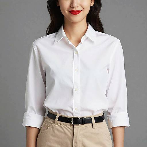 Portrait of Smiling Woman in White Shirt