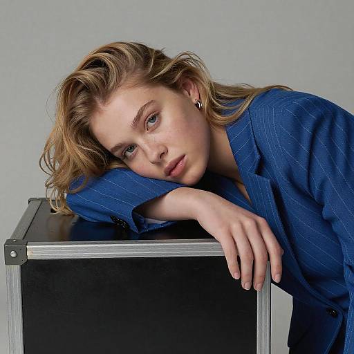 Young Woman in Blue Blazer Portrait