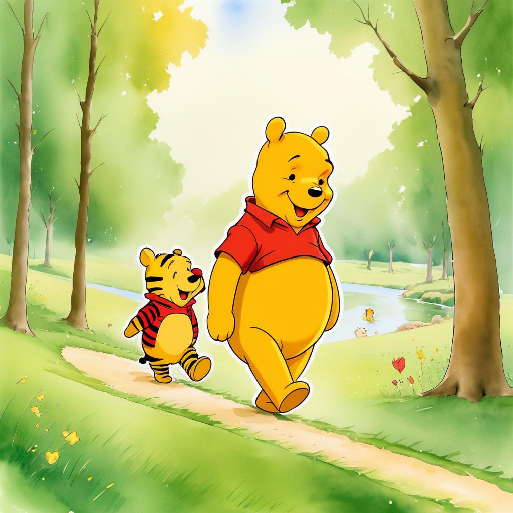 Whimsical Winnie the Pooh Artwork