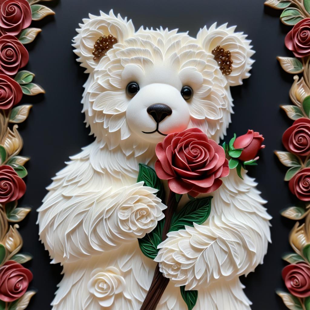 Heartwarming Bear with a Rose