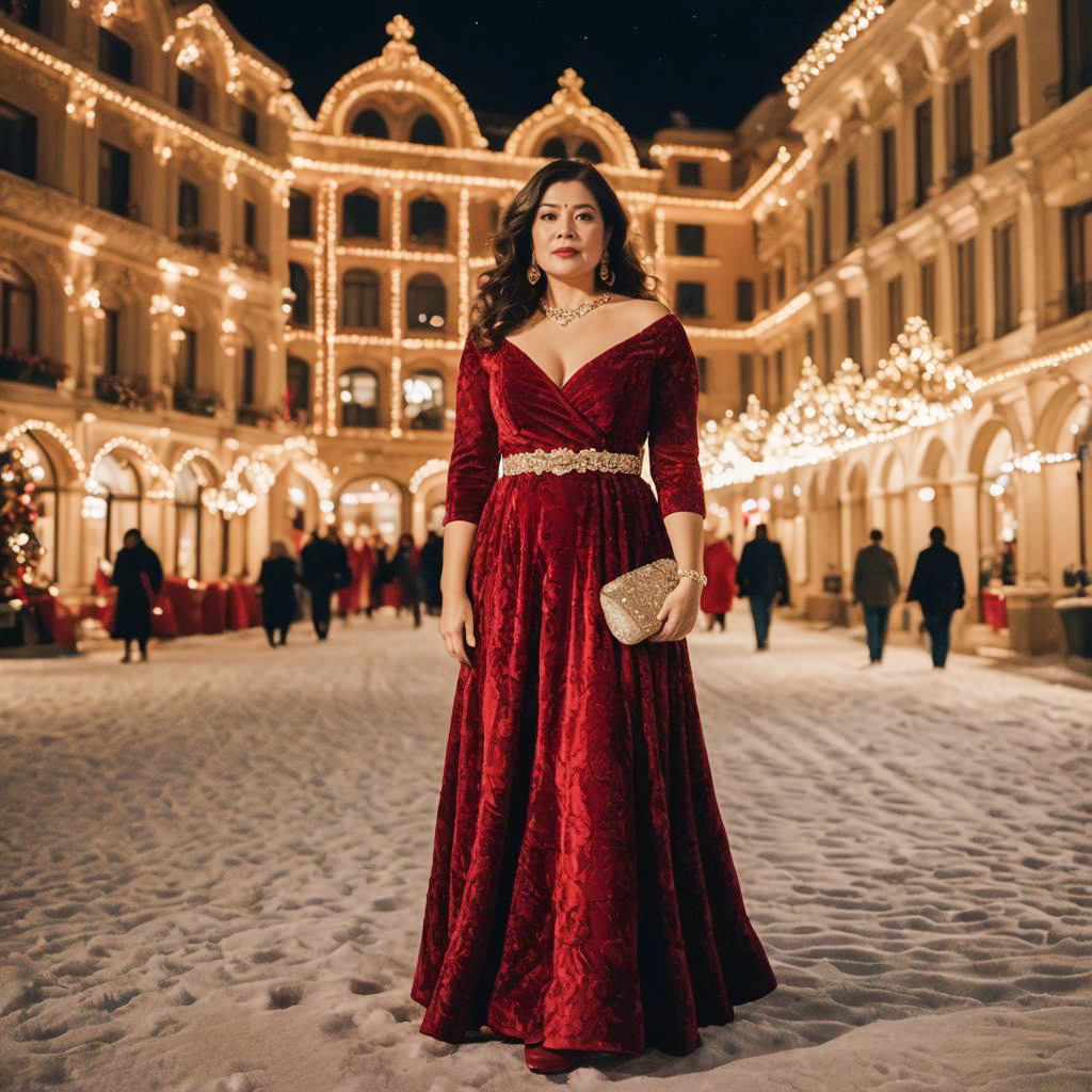 Festive Pear-Shaped Woman at Christmas Party