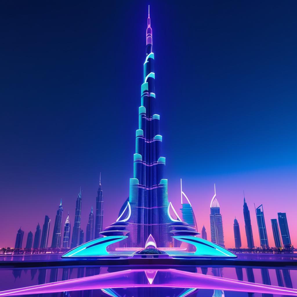 Futuristic Neon Sculpture in Dubai