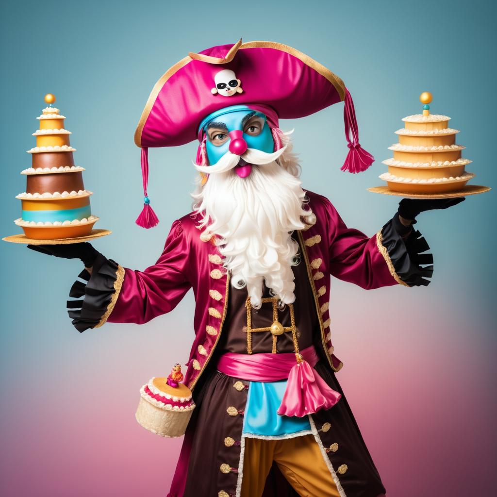 Whimsical Pirate Lama Juggling Cake