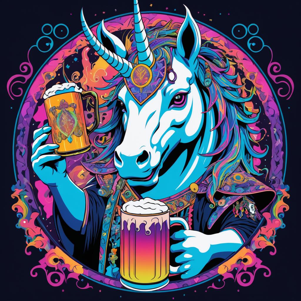 Psychedelic Unicorn in Norse Anime Style