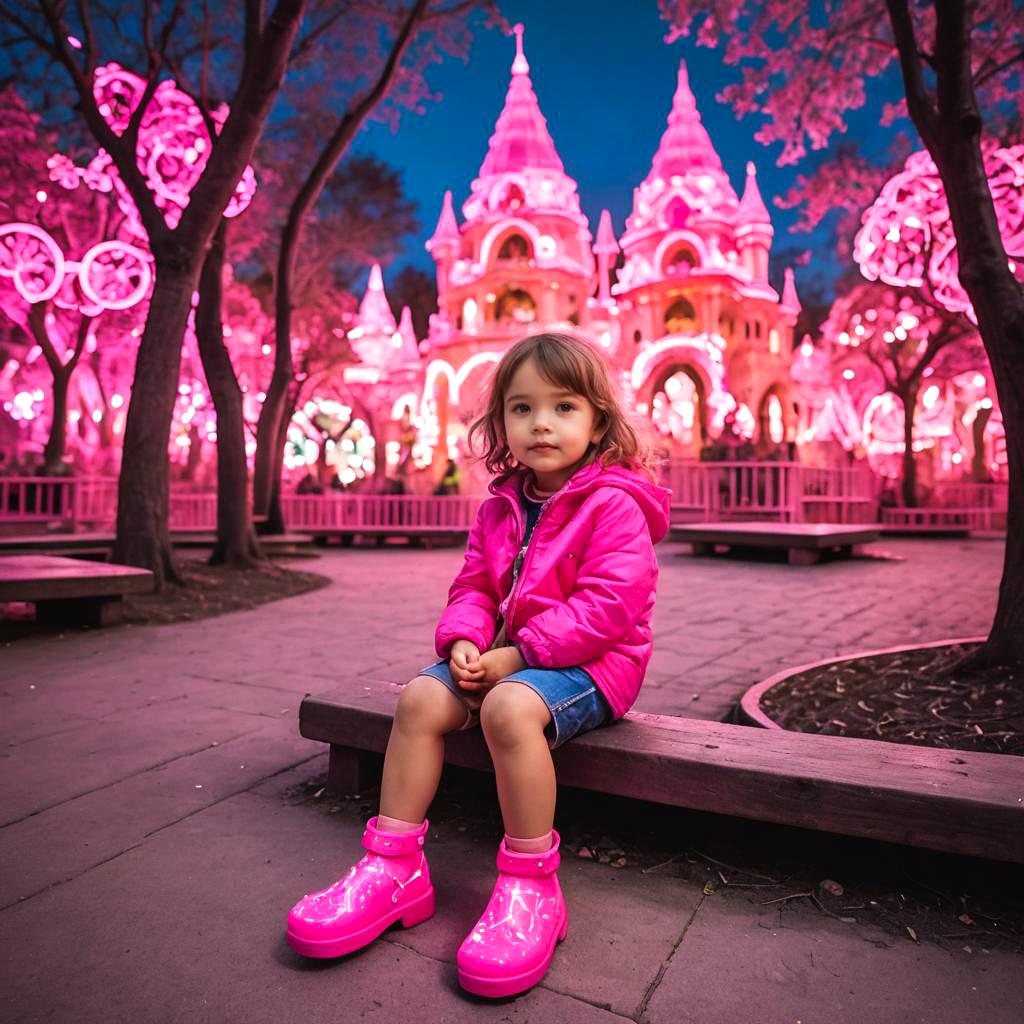 Curious Child in Neon Pink Clogs