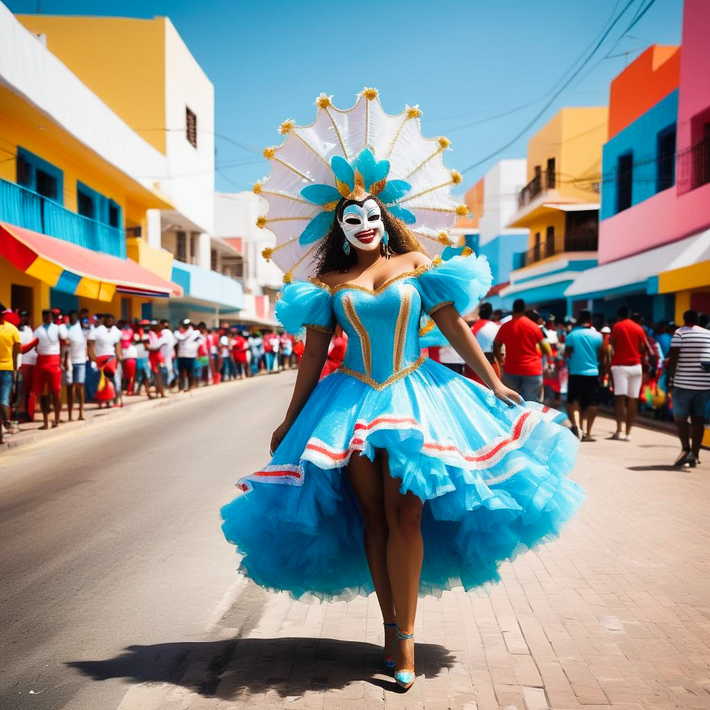 Vibrant Street Performer in Carnival Costume