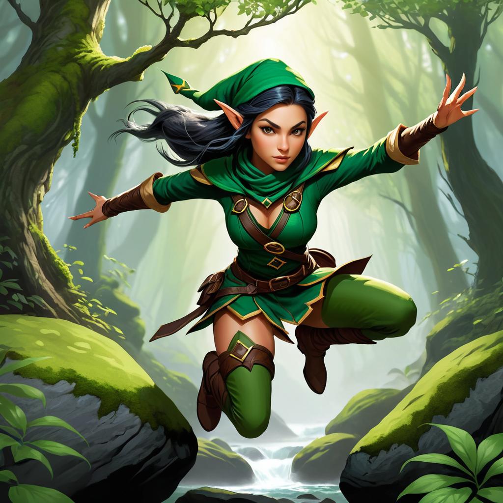 Agile Elf Rogue in Enchanted Forest