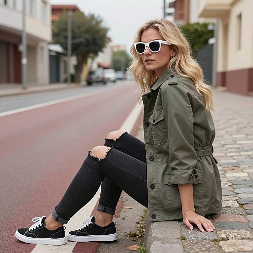 Blonde Woman Urban Street Style