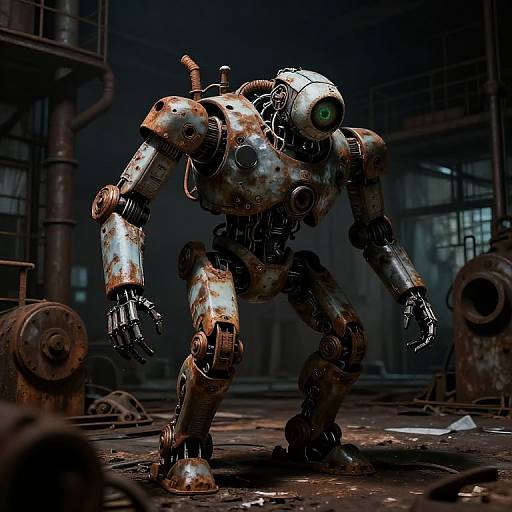One-Eyed Robot in Post-Apocalyptic Facility